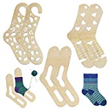 SDUSEIO 6 Pieces Sock Blockers Wooden Sock Blocker for Knitting Christmas Stockings Crochet Stocking Display Molds Handmade Knit Sock Form Stretchers Mold Weave Yarn Crafts Household Knitting Tools