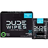DUDE Wipes On-The-Go Flushable Wet Wipes - 1 Pack, 30 Wipes - Unscented Extra-Large Individually Wrapped Wipes with Vitamin E & Aloe - Septic and Sewer Safe