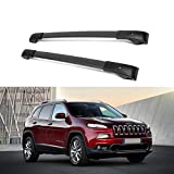 Roof Rack Cross Bars Fit for Compatible with Jeep Cherokee 2014 2015 2016 2017 2018 2019 2020 2021- Crossbars Cargo Luggage Rack Rail Aluminum Carrying Kayaks, Canoes,Snowboards, skis, Bikes