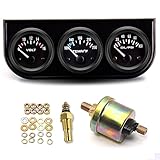 RTILAURA 52mm 3 in1 Car Auto Gauge Kit (Volt Meter+Water Temp+Oil Pressure Meter) Stainless Steel Triple Auto Dashboard Gauge Set with Black Console for 12V Cars