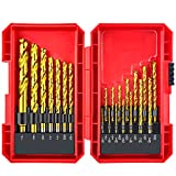 YIYITOOLS Titanium Twist Drill Bit Set 21 Piece Fit for Cutting Hard Metals，Such as Stainless Steel, Aluminum Alloy and Titanium Alloy