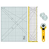 WORKLION Rotary Cutting Mat Set:45mm Rotary Cutter & 2 Replacement Rolling Blades & 18'x 24' inch Self-Healing Cutting Mat & 6.5'x 24.5' inch Clear Acrylic Ruler for Quilting&Sewing and Craft Projects