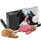 Foldable Electric Meat Slicer Machine, DOBBOR Home Use Food Slicer, 0-18mm Adjustable Slice Thickness,Removable Stainless Steel Blade,Detachable Design,Safe Child Lock Protection-Black