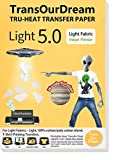 TransOurDream Tru-Iron on Heat Transfer Paper for T Shirts (25 Sheets, 8.5x11', Light 5.0) Printable HTV Heat Transfer Vinyl for Inkjet Printer Iron on Transfers for T Shirts (TRANS-L5-20)