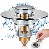 Tgosomt® Universal Bathroom Sink Stopper, 1.1~1.5” Basin Pop Up Sink Drain Strainer, Anti Clogging Sink Drain Filter with Hair Catcher (Silver)