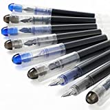 Pack of 12 Disposable Fountain Pens Smooth Writing Fountain Pens Large Capacity Pens Ink Pens with a Plastic Boxes for Note Taking for Drawing Calligraphy Art (Black and Blue Ink)