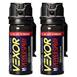 Vexor Pepper Spray w/ Belt Clip for self defense - 2 Pack, Maximum Police Strength, 20-foot range, Full Axis (360°) capability, Flip Top safety for Quick and Accurate Aim, Protection for Women and Men