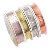 Jewelry Wire, 22 Gauge Copper Jewelry Wire, Craft Wire, 4 Rolls Jewelry Beading Wire Tarnish Resistant, Jewelry Beading Wire for Jewelry Making Supplies