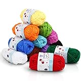 LEMESO 12 Skeins Mini Yarn, 12 Colors 100% Acrylic Mini Knitting Yarn, Great for Knitting Crochet Crafts