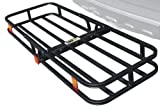 MaxxHaul 70107 53' x 19-1/2' Hitch Cargo Carrier - Trailer Hitch Mount Steel Cargo Carrier With High Side Rails For RV's, Trucks, SUV's, Vans, Cars With 2' Hitch Receiver - 500-lb Load Capacity , Black