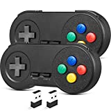 (2 Pack) 2.4GHz Wireless USB SNES Style Controller Compatible with Super Retro Games, iNNEXT Game pad for Windows PC MAC Linux Raspberry Pi Emulator [Rechargeable] [Plug & Play]