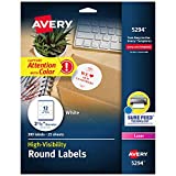 Avery High Visibility Printable Round Labels with Sure Feed, 2.5' Diameter, White, 300 Customizable Blank Labels Total (5294)