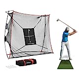 Rukket 9x7x3ft Haack Golf Net Pro | Practice Driving Indoor and Outdoor | Professional Golfing at Home Swing Training Aids | by SEC Coach Chris Haack (Haack Golf Net Pro + Tri Turf Mat)