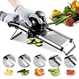 Mandoline Slicer for Kitchen, Weltonhm julienne vegetable slicer for carrot, cheese, potato and vegetable choppers for onion with Protective Gloves