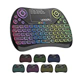 Backlit Mini Wireless Keyboard with Touchpad and Mouse, 2.4GHz Rechargeable, Remote Control with QWERTY Keypad for Android TV Box, iPTV, Xbox, TV, Projector, Raspberry pi, USB Devices, etc