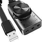 USB Sound Card Adapter BENGOO 7.1 Channel External Audio Adapter Stereo Sound Card Converter 3.5mm AUX Microphone Jack for Gaming Headset Earphone PS4 Laptop Desktop Windows Mac OS Linux, Plug Play