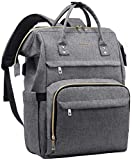 LOVEVOOK Laptop Backpack for Women Fashion Travel Bags Business Computer Purse Work Bag with USB Port, Grey, 14-Inch