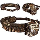 BRONZEDOG Shotshell Bandolier Waterproof Shotgun Shell Holder Adjustable Nylon Belt Case Hunting Accessories 12 16 Gauge (Brown Cane Camo)