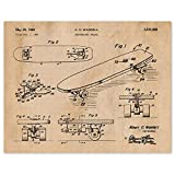 Vintage Skateboard Patent Prints, 1 (11x14) Unframed Photos, Wall Art Decor Gifts Under 15 for Home Office Garage Shop Man Cave College Student X-Games Half Pipe Mullen Hawk Gaming Fan