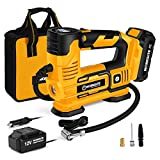 WORKSITE Tire Inflator Air Compressor Portable, 20V Cordless Tire Pump 150 PSI with Digital Pressure Gauge, Rechargeable Li-ion Battery and 12V Car Power Adapter
