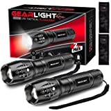 GearLight Flashlight 2pk Bright, Zoomable Tactical Flashlights High Lumens Great Gift for Men, Christmas Stocking Stuffer