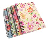 4 Pack A5 Spiral Notebook Journal,Wirebound Ruled Sketch Book Notepad Diary Memo Planner,A5 Size(8.3X5.7') & 80 Sheets (Floral)