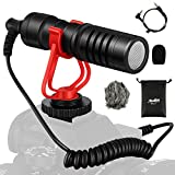 Moukey MCM-1 Video Microphone, Camera Microphone with Shock Mount, Windshield, Professional Vlogging Kit for iPhone, Android Smartphone, DSLR Camera & Camcorder, Battery-Free Shotgun Mic