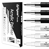 Acrylic Paint Pen White Black , 6 Pack Black Paint Markers for Rock Wood Fabric Plastic Leather Glass Stone Metal Canvas ,Water-Based Acrylic Paint Sets