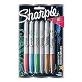 Sharpie Metallic Permanent Markers, Fine Point, Assorted Colors, 6 Count