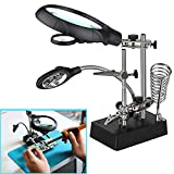 Dandelion 2.5X 7.5X 10X LED Light Magnifier Soldering Station,Magnifying Desk Lamp Helping Hand Repair Clamp Alligator Auxiliary Clip Stand Desktop Magnify Glass for Painting Miniature,Jewelry Pieces