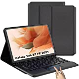 Keyboard Case for Samsung Galaxy Tab S7 FE 12.4 inch - Detachable Wireless Magnetic Smart Tablet Touchpad Waterproof Keyboard Cover - Slim Black Keyboard with Pen Holder for S7 FE SM-T730/T733/T736