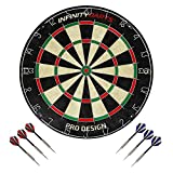 Infinity Darts Bristle Dartboard Set - Includes 6 Metal Tip Darts Set, Self-Healing Sisal Fiber Dart Board, Rotating Steel Wire Scoring Ring, Staple Free Bullseye, for Home Game Room or Bar Darts