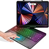 iPad Pro 12.9 inch 6th Generation 2022 Case with Keyboard and Touchpad, Compatible with iPad Pro 12.9-inch 5th Gen 2021/4th Gen 2020/3rd Gen 2018, Rainbow Backlits & Apple Pencil Charging - Black