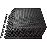 ProSource fs-1908-pzzl Puzzle Exercise Mat EVA Foam Interlocking Tiles (Black, 24 Square Feet)