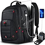 Travel Backpack, Extra Large Laptop Backpack, TSA Backpack 17.3 Inch, Z-MGKISS 50L Big Backpack, Durable Anti Theft 17 Inch Business Bag Gifts for Men, Water Resistant School Bookbag with USB, Black