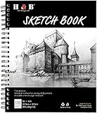 H & B Sketch Book 9'X12', Drawing Pad 100-Sheets, Sketching Book for Drawings for Kids Wire Bound, Blank Page, Artist Sketch Pad, Durable Acid Free Drawing and Sketching Paper Book(1 Piece)