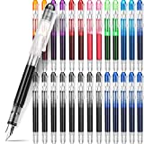 26 Pieces Disposable Fountain Pens for Writing Assorted Colors Colorful Fountain Pen Ink Pen Office Supplies for Lettering Hand Drawing Sketching Doodling, Broad Point (Multi Color)