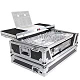 ProX Flight Case for Pioneer DDJSX3 DDJ-1000 SRT Controller with 2U Rack Space, Sliding Laptop Shelf,Wheels and LED Kit-Silver on Black Design - XS-SX1K2UWLTLED