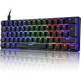 ZIYOU LANG MK21 Portable 60% Mechanical Gaming Keyboard Untra-Compact Type-c Wired with Light Up Chroma LED Backlit Non-Conflict 61 Key TKL Ergonomic for PS4 PS5 PC Mac Windows(Black/Brown Switch)