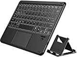 Bluetooth Keyboard with Touchpad，Rechargeable Portable Wireless Bluetooth Tablet Keyboard with Trackpad and Backlits Compatible for iPad, iPhone,iOS Android Windows(Black)