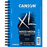 Canson XL Series Mix Paper Pad, Heavyweight, Fine Texture, Heavy Sizing for Wet or Dry Media, Side Wire Bound, 98 Pound, 5.5 x 8.5 in, 60 Sheets, 5.5'X8.5'
