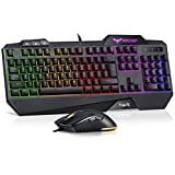 havit Gaming Keyboard and Mouse Combo, Backlit Computer keyboards and RGB Gaming Mouse, Gaming Accessories 104 Keys PC Gaming Keyboard with DPI 4800 Mouse for Gamer, Black