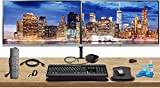 HP Home Office Bundle with 2 x E273 27' Monitors (HDMI, DisplayPort) - HP USB-C Dock - Dual Monitor Stand - Wireless Keyboard and Mouse, Gel Wrist Pad - 32GB USB Drive - Surge Protector and More