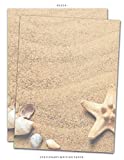 Beach Stationary Writing Paper: Letterhead Paper, 25 Sheets, Sand Seashells Themed for Writing, Flyers, Copying, Crafting, Invitations, Party, Office, Events, Desktop, School Supplies, 8.5 x 11 Inch