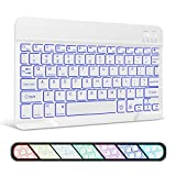 XIWMIX Ultra-Slim Wireless Bluetooth Keyboard - 7 Colors Backlit Universal Rechargeable Keyboard Compatible with iPad Pro/iPad Air/iPad 9.7/iPad 10.2/iPad Mini and Other iOS Android Windows Devices