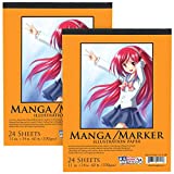 U.S. Art Supply (Pack of 2 Pads) - 11' x 14' Premium Manga-Marker Paper Pad, 60 Pound (100gsm), Pad of 24-Sheets