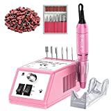 Professional Nail Drill Machine 20000 RPM Efile Electric Nail Filer Nail Dremel for Finger Toe Nails, Acrylic Gel Nails, Manicure Pedicure, with Drill Bits, 106Pcs Sanding Bands - Pink