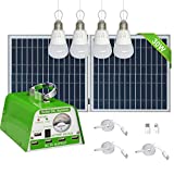 [30W Panel Foldable] GVSHINE Solar Panel Lighting Kit, Solar Home DC System Kit for Emergency, Hurricane, Power Outage with 5 USB Solar Charger LED Light Bulb and 5 Cellphone Charger/5V 2A Output