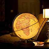 TTKTK Illuminated World Globe for Kids with Wooden Stand,Built in LED for Illuminated Night View Antique Globe for Home Décor and Office Desktop 8inch