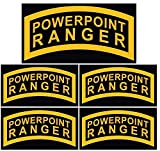 POWERPOINT RANGER Bumper Sticker 5 Pack. Are You a Microsoft Office Hero? Grab Your Badge of Honor! Funny Gag Gift & Joke for Military Desk Jockeys & Corporate Managers. Unique Laptop Decal.